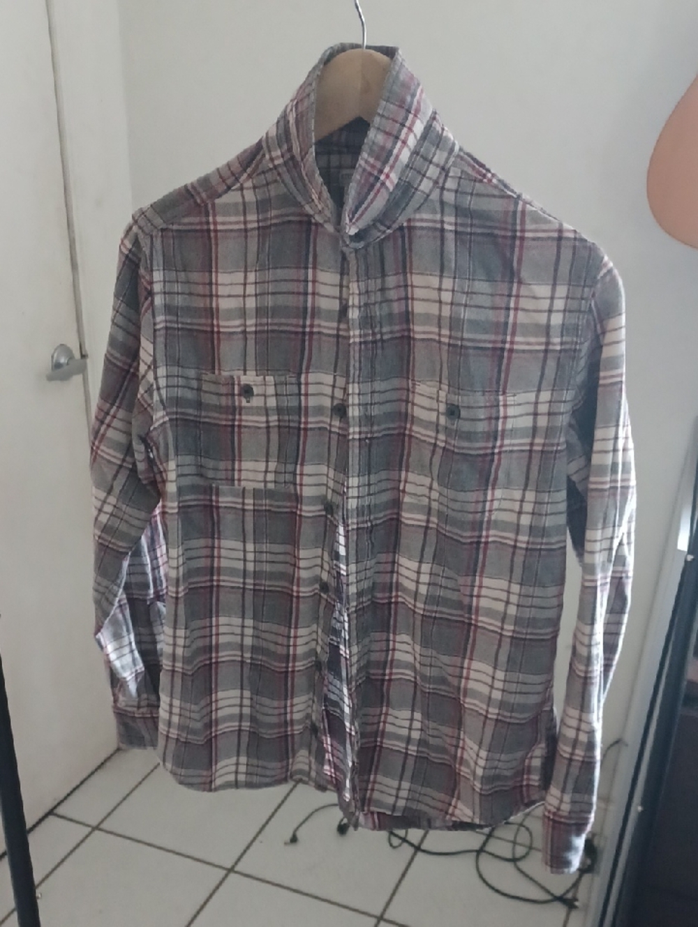 Crewcuts Men's Plaid Button-Down Shirt in Gray and Red